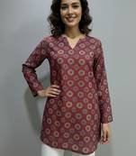  floral digital print muslin silk tunic / stylish short kurti for grilish