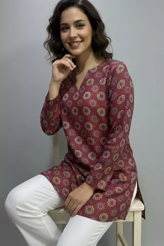  floral digital print muslin silk blend tunic