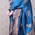 Blue soft silk zari weaving saree with contrast blouse piece