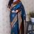 Blue soft silk zari weaving saree with contrast blouse piece
