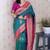 Teal soft silk zari weaving saree with contrast blouse piece