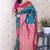 Teal soft silk zari weaving saree with contrast blouse piece