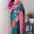 Teal soft silk zari weaving saree with contrast blouse piece