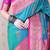 Teal soft silk zari weaving saree with contrast blouse piece