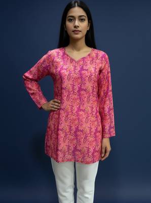  floral digital print muslin silk blend tunic 1