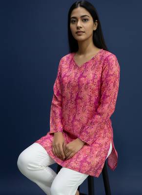  floral digital print muslin silk blend tunic 2