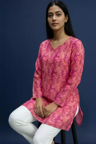  floral digital print muslin silk blend tunic