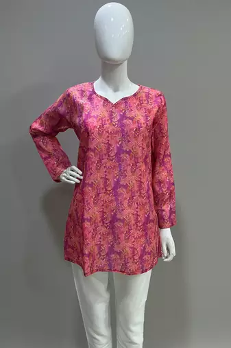  floral digital print muslin silk blend tunic