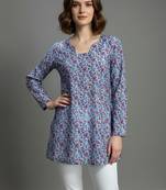  floral digital print muslin silk tunic / stylish short kurti for grilish