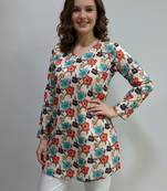  floral digital print muslin silk tunic / stylish short kurti for grilish