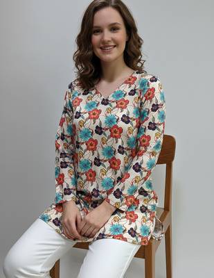  floral digital print muslin silk blend tunic 2