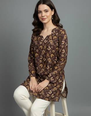  floral digital print muslin silk blend tunic 2