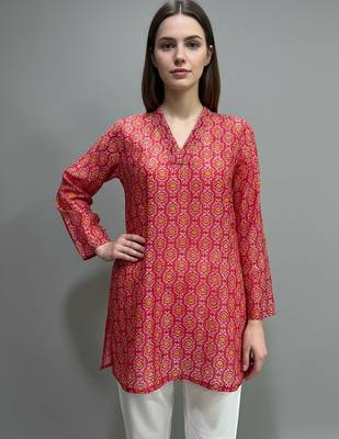  floral digital print muslin silk blend tunic 1