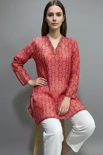  floral digital print muslin silk blend tunic