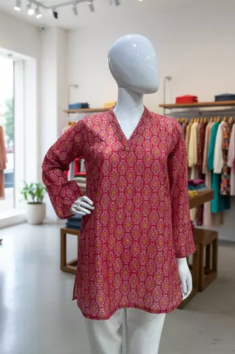  floral digital print muslin silk blend tunic