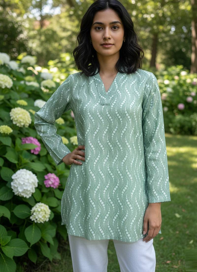  floral digital print muslin silk tunic / stylish short kurti for grilish