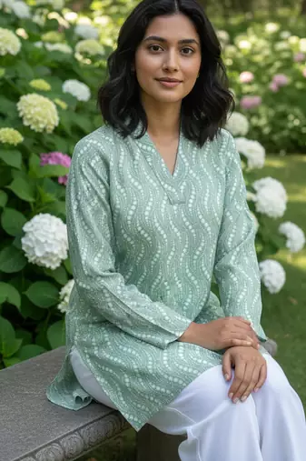  floral digital print muslin silk tunic / stylish short kurti for grilish