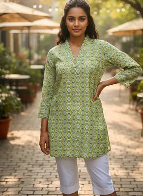  floral digital print muslin silk blend tunic 1