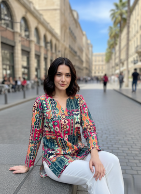  floral digital print muslin silk blend tunic 2