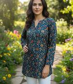  floral digital print muslin silk tunic / stylish short kurti for grilish