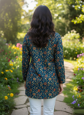  floral digital print muslin silk tunic / stylish short kurti for grilish 3