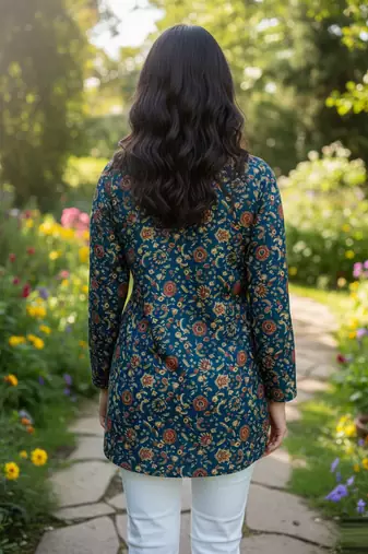  floral digital print muslin silk tunic / stylish short kurti for grilish