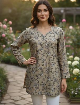  floral digital print muslin silk blend tunic 1