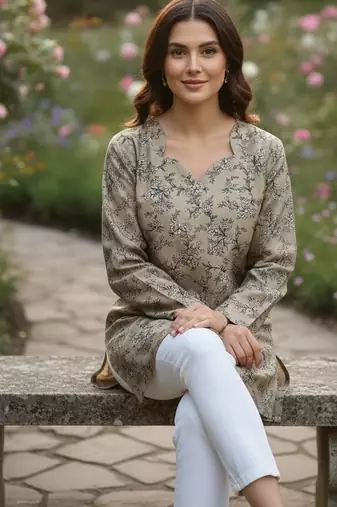  floral digital print muslin silk blend tunic