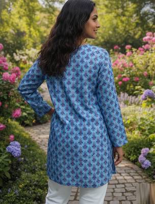  floral digital print muslin silk tunic / stylish short kurti for grilish 3
