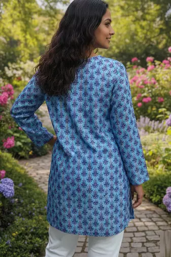  floral digital print muslin silk tunic / stylish short kurti for grilish