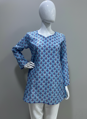  floral digital print muslin silk tunic / stylish short kurti for grilish 4