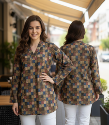  floral digital print muslin silk tunic / stylish short kurti for grilish