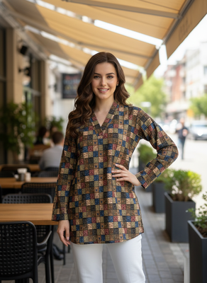  floral digital print muslin silk blend tunic 1