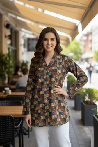  floral digital print muslin silk tunic / stylish short kurti for grilish