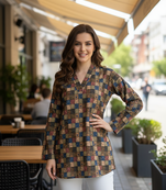  floral digital print muslin silk tunic / stylish short kurti for grilish