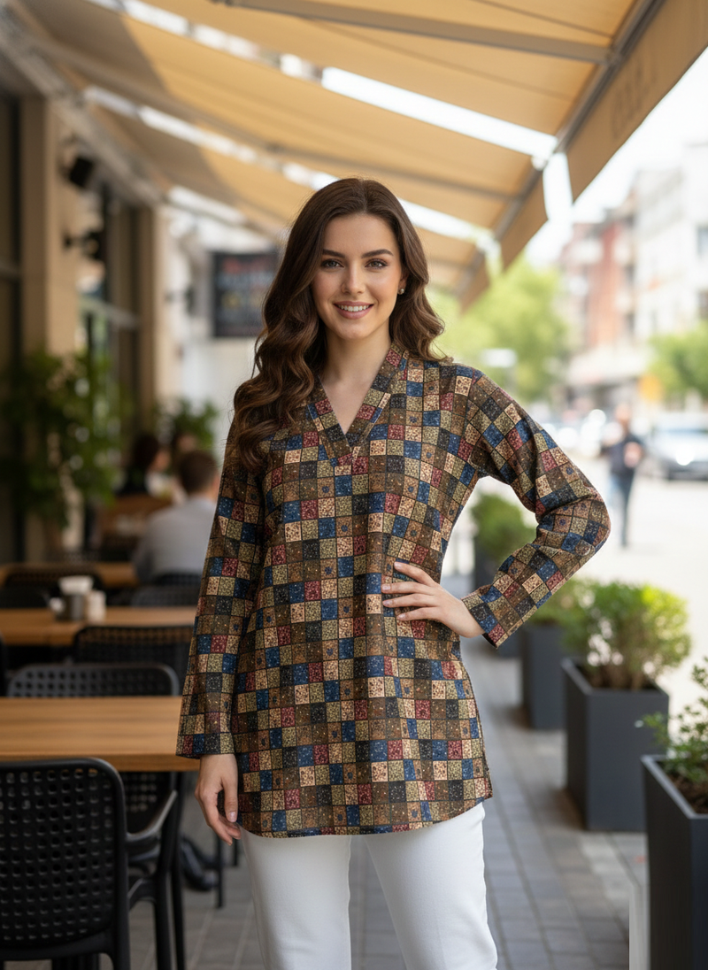  floral digital print muslin silk tunic / stylish short kurti for grilish