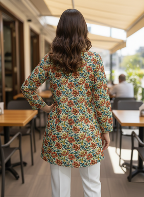  floral digital print muslin silk tunic / stylish short kurti for grilish 3