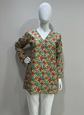  floral digital print muslin silk tunic / stylish short kurti for grilish 4