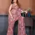 pink floral printed georgette silk designer saree