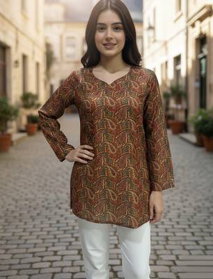  floral digital print muslin silk blend tunic 1