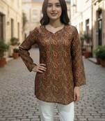  floral digital print muslin silk tunic / stylish short kurti for grilish