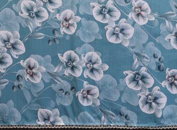 sky blue floral printed georgette silk blend saree 2