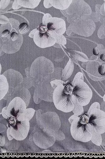 grey floral printed georgette silk blend saree