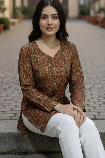  floral digital print muslin silk blend tunic