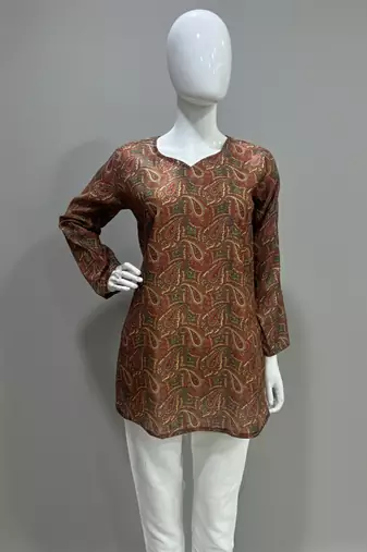  floral digital print muslin silk blend tunic