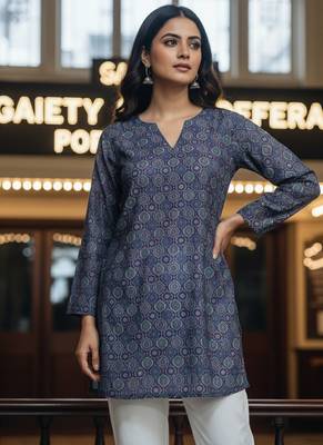  floral digital print muslin silk blend tunic 1