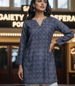  floral digital print muslin silk tunic / stylish short kurti for grilish