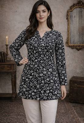  floral digital print muslin silk blend tunic 1