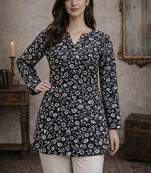  floral digital print muslin silk tunic / stylish short kurti for grilish