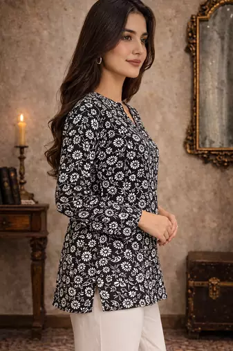  floral digital print muslin silk blend tunic